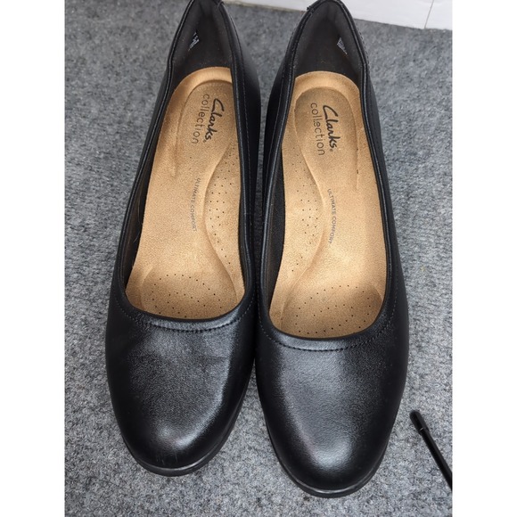 Clarks Collection Womens Choes Comfort Foam Black Leather Size 9.5 W Wide - Picture 10 of 11